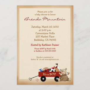 Invitación Little Red Wagon Sports ThBoy Baby Shower