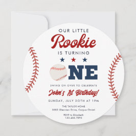 Invitación Little Rookie Baseball 1st Birthday Ball