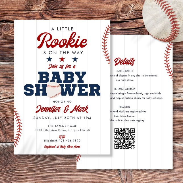 Invitación Little Rookie Baseball All In One Baby Shower (Little Rookie Baseball All In One Baby Shower Invitation)