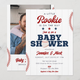 Invitación Little Rookie Baseball Photo Baby Shower