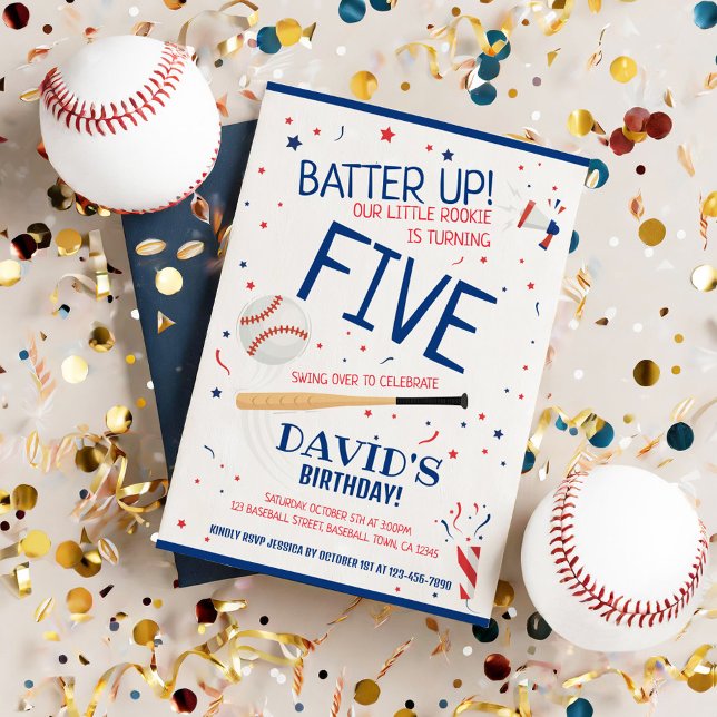 Invitación Little Rookie Batter Up Blue Baseball Birday (Subido por el creador)