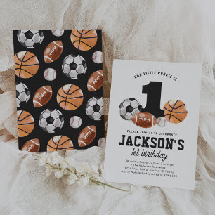 Invitación Little Rookie Sports 1er cumpleaños