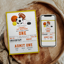 Invitación Little Rookie Sports 1st Birthday | Fun All-Star