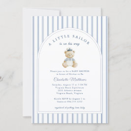 Invitación Little Sailor Bear Coastal Baby Shower Invitation
