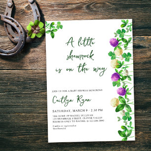 Invitación Little Shamrock and Clover Neutral Baby Shower