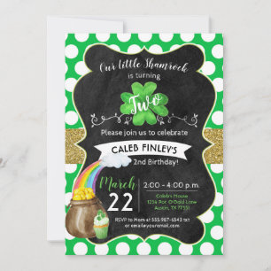 Invitación Little Shamrock St. Patrick's Birthday Gold
