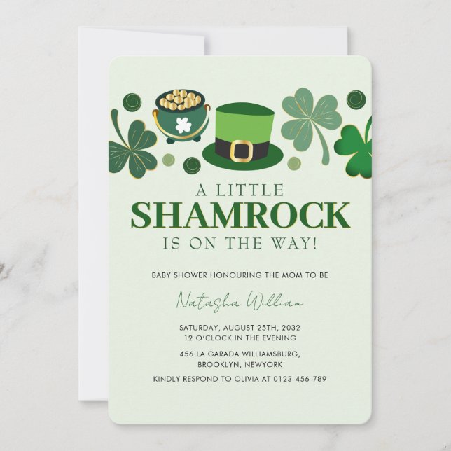 Invitación Little Shamrock St Patrick's Day Baby Shower Invi (Anverso)
