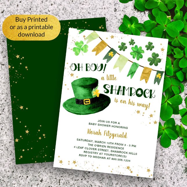 Invitación Little Shamrock St Patricks Day Oh Boy Baby Shower (Boy Baby Shower St Patricks Themed Invitation)