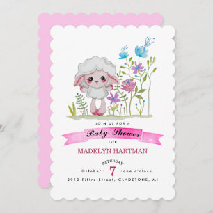 Invitación Little sheep in watercolor