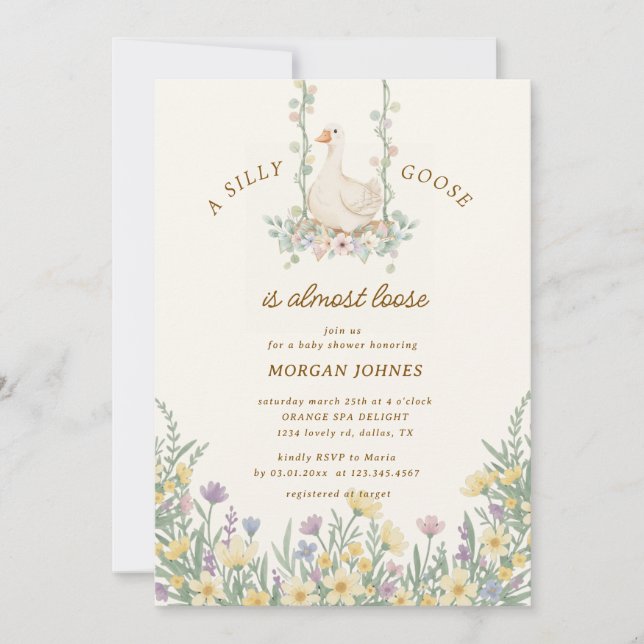 Invitación Little Silly Goose baby Shower (Anverso)