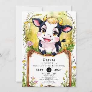 Invitación Little Simple Cow Birday