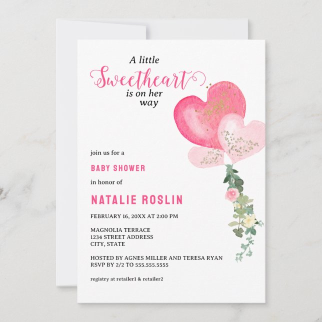 Invitación Little Slove Valentines Baby Shower (Anverso)