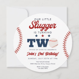 Invitación Little Slugger Baseball 2nd Birthday Ball
