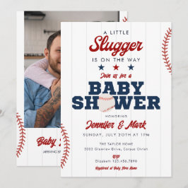 Invitación Little Slugger Baseball Photo Baby Shower