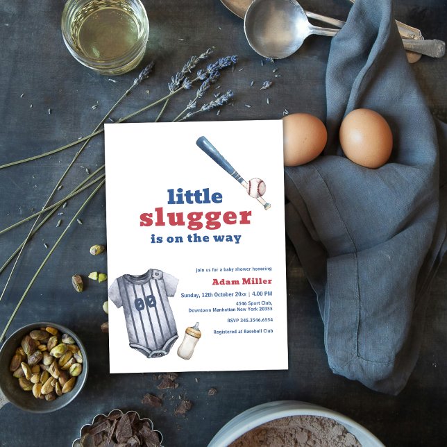 Invitación Little Slugger Baseball Shirt Bottle Baby Shower (Little Slugger Baseball Shirt Bottle Baby Shower Invitation)