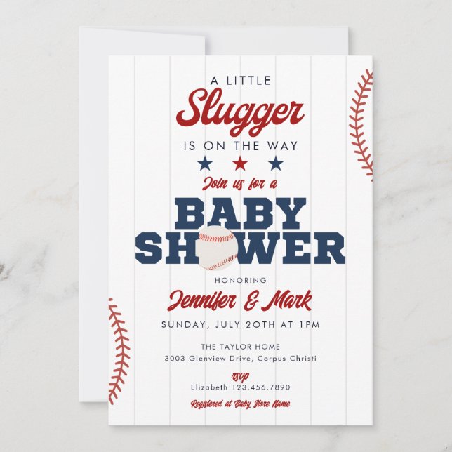 Invitación Little Slugger Baseball Sports Baby Shower (Anverso)