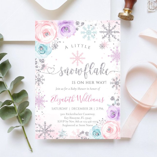 Invitación Little Snowflake Winter Baby Shower Invitation (Subido por el creador)