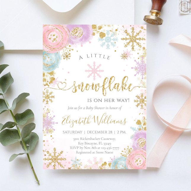 Invitación Little Snowflake Winter Baby Shower Invitation (Subido por el creador)
