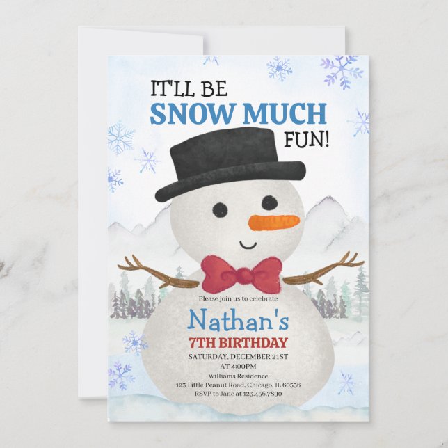 Invitación Little Snowman Birthday (Anverso)