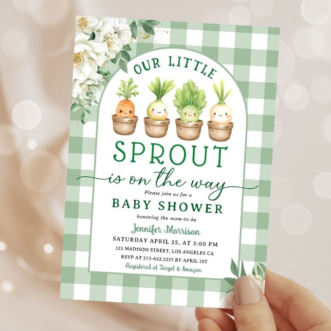 Invitación Little Sprout Baby Shower Green Gender Neutral (Subido por el creador)