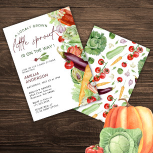 Invitación Little Sprout Está En El Camino De La Baby Shower 