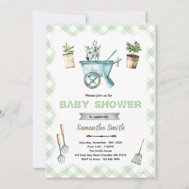Invitación Little Sprout gardening baby shower invitation (Anverso)