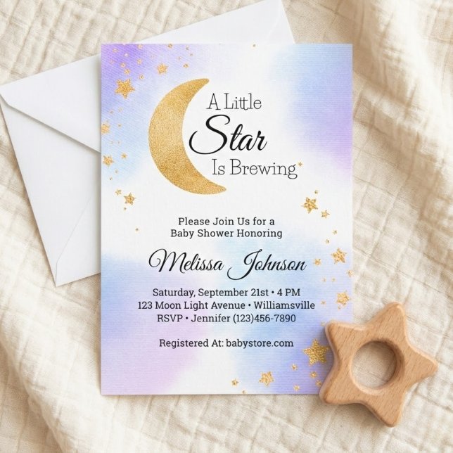 Invitación Little Star Brewing Celebración Celestial de Bebé (Little Star Brewing Celestial Baby Shower Invitation)