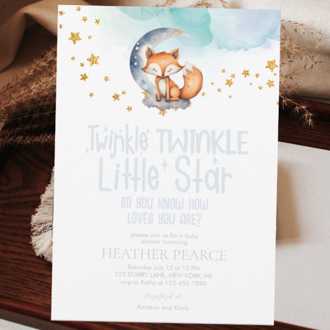 Invitación Little Star Woodland Fox Baby Shower (Subido por el creador)
