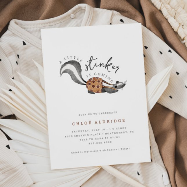 Invitación Little Stinker Woodland Animal Baby Shower (Subido por el creador)