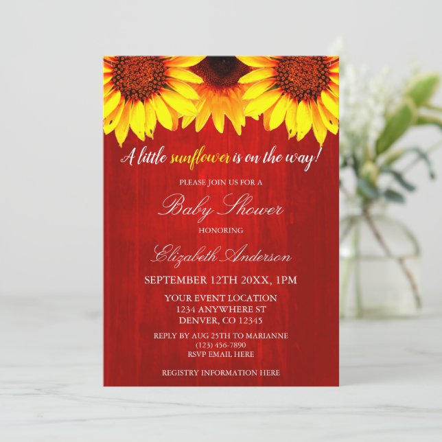 Invitación Little Sunflower Baby Shower (Anverso de pie)