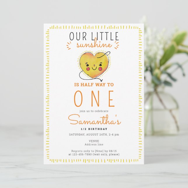 Invitación Little Sunshine a mitad de camino a un cumpleaños  (Anverso de pie)