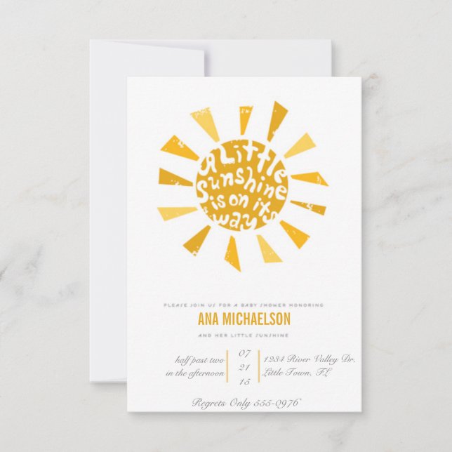 Invitación Little Sunshine Baby Shower (Anverso)