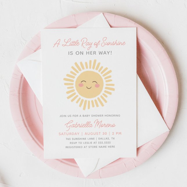 Invitación Little Sunshine Chica Baby Shower (Subido por el creador)