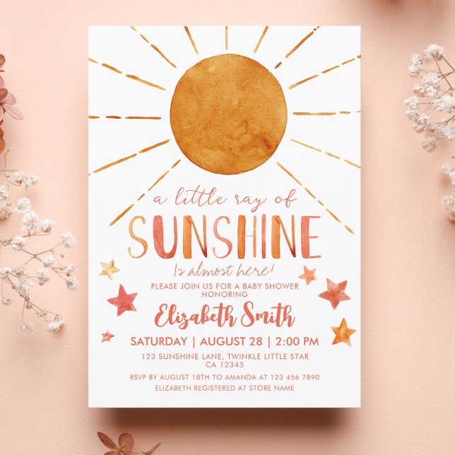 Invitación Little Sunshine Chica Whimsical Baby Shower (Subido por el creador)