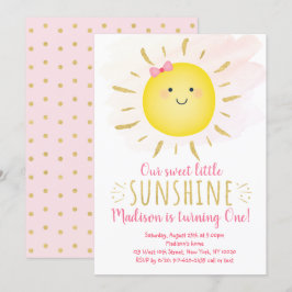 Invitación Little Sunshine Pink & Gold Birday