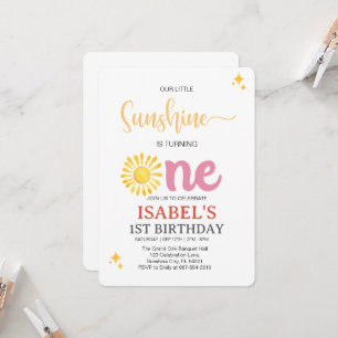 Invitación Little Sunshine Primer cumpleaños, Sunshine primer