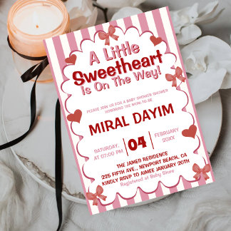 Invitación Little Sweetheart Bow Baby Shower Invitation