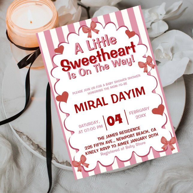 Invitación Little Sweetheart Bow Baby Shower Invitation (Subido por el creador)