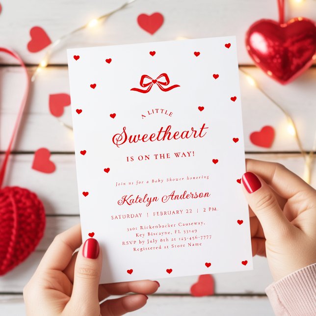 Invitación Little Sweetheart Bow Baby Shower Invitation (Subido por el creador)