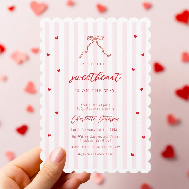 Invitación Little Sweetheart Bow Baby Shower Invitation (Subido por el creador)