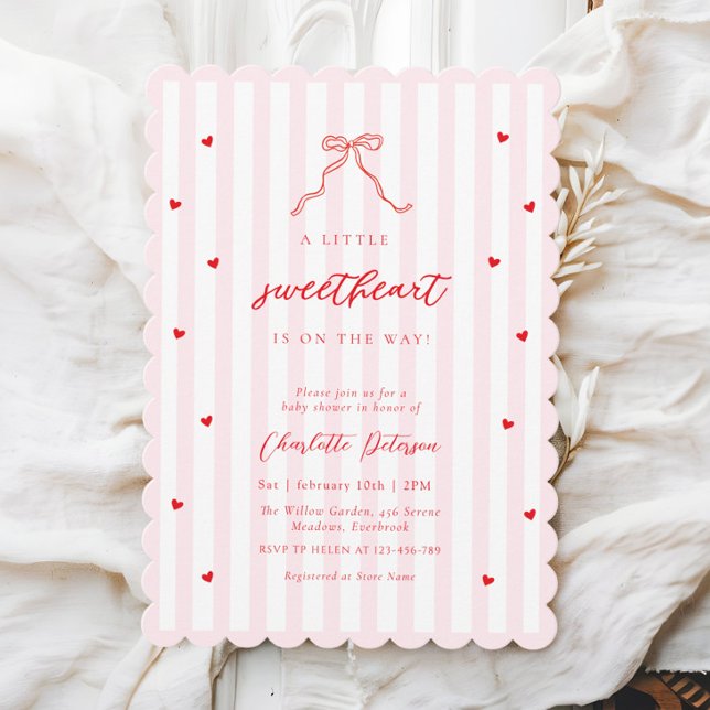 Invitación Little Sweetheart Bow Baby Shower Invitation (Subido por el creador)