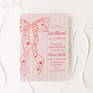 Invitación Little Sweetheart Bow Baby Shower Invitation