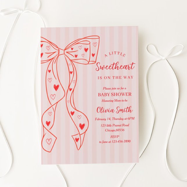 Invitación Little Sweetheart Bow Baby Shower Invitation (Subido por el creador)