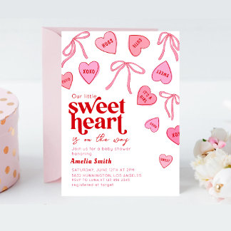 Invitación Little Sweetheart Candy Hearts Baby shower