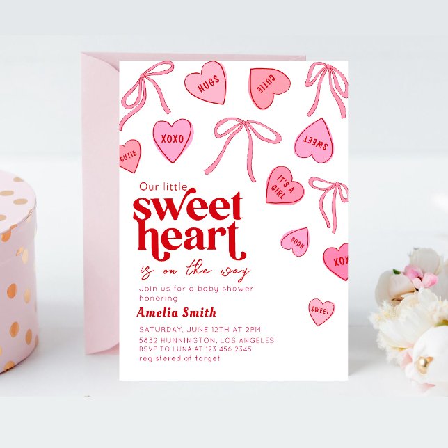 Invitación Little Sweetheart Candy Hearts Baby shower (Subido por el creador)