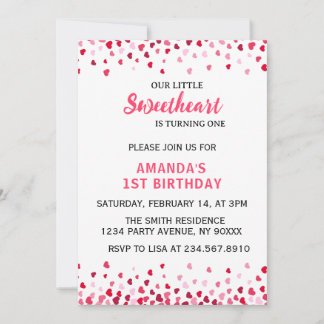 Invitación Little Sweetheart First Birthday Invitation