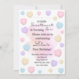 Invitación Little Sweetheart First Birthday Party Invitation