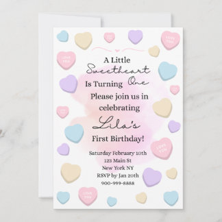 Invitación Little Sweetheart First Birthday Party Invitation