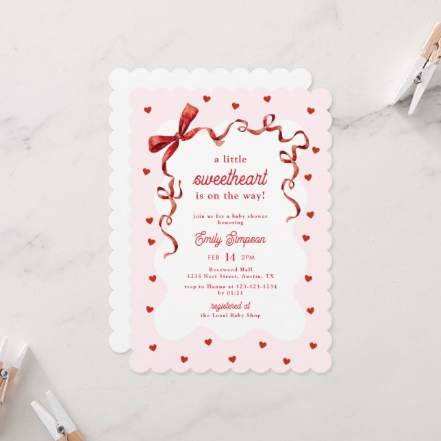 Invitación Little Sweetheart Girl Baby Shower (Anverso/Reverso In Situ)