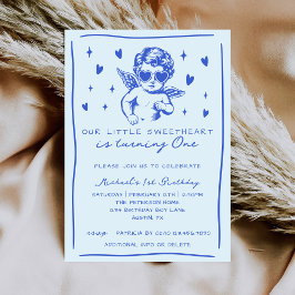 Invitación Little Sweetheart is Turning One Boy 1st Birthday